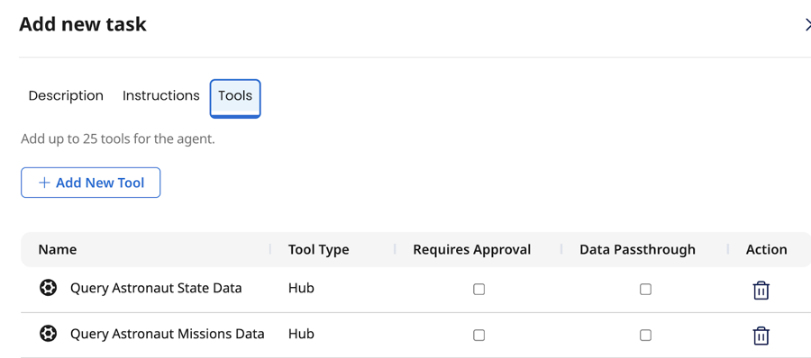 two separate query tools attached to a task for different query scenarios