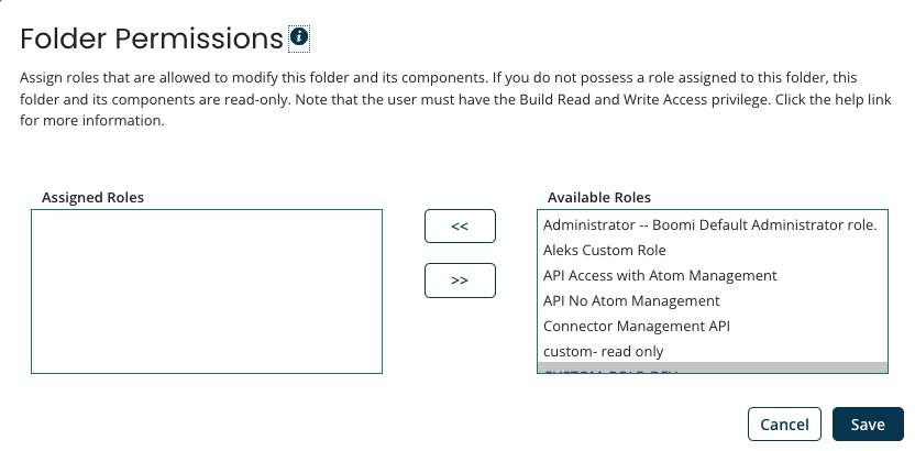 Folder Permissions dialog