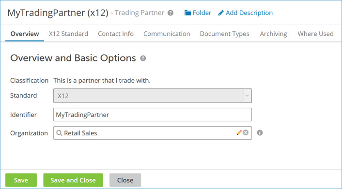 Trading Partner Overview tab.