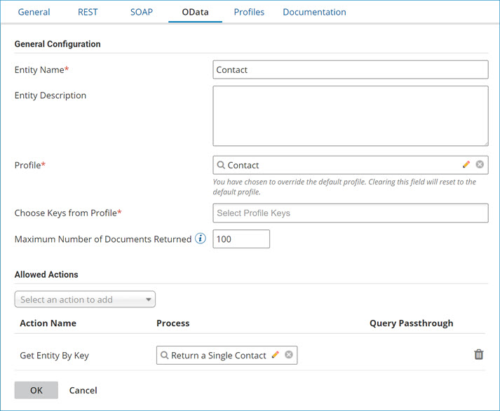Edit OData Endpoint screen.
