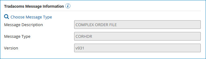 Tradacoms Message Information section of the EDI profile’s Options tab.