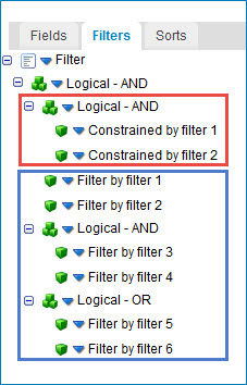 Filters tab highlighting the logical "AND" group.