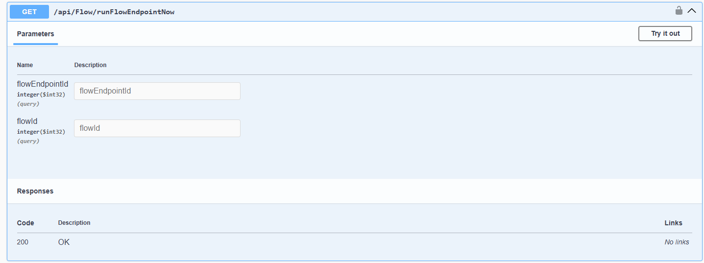 screenshot of a flow with an empty schedule that will trigger from an API call