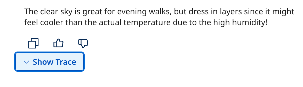 screenshot showing agent trace link