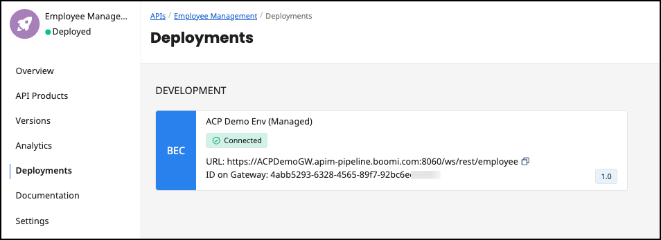 Administration Portal - APIs - Deployments