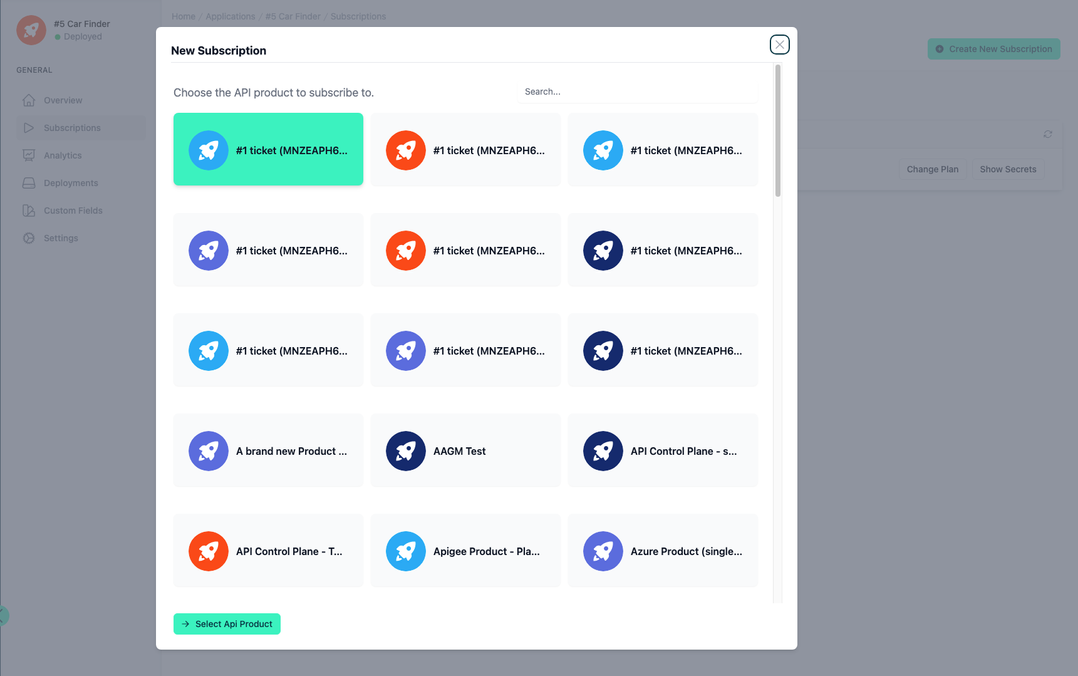 Administration Portal - Applications - Subscriptions