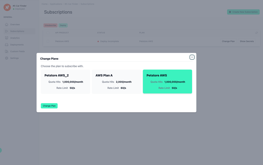 Administration Portal - Applications - Subscriptions