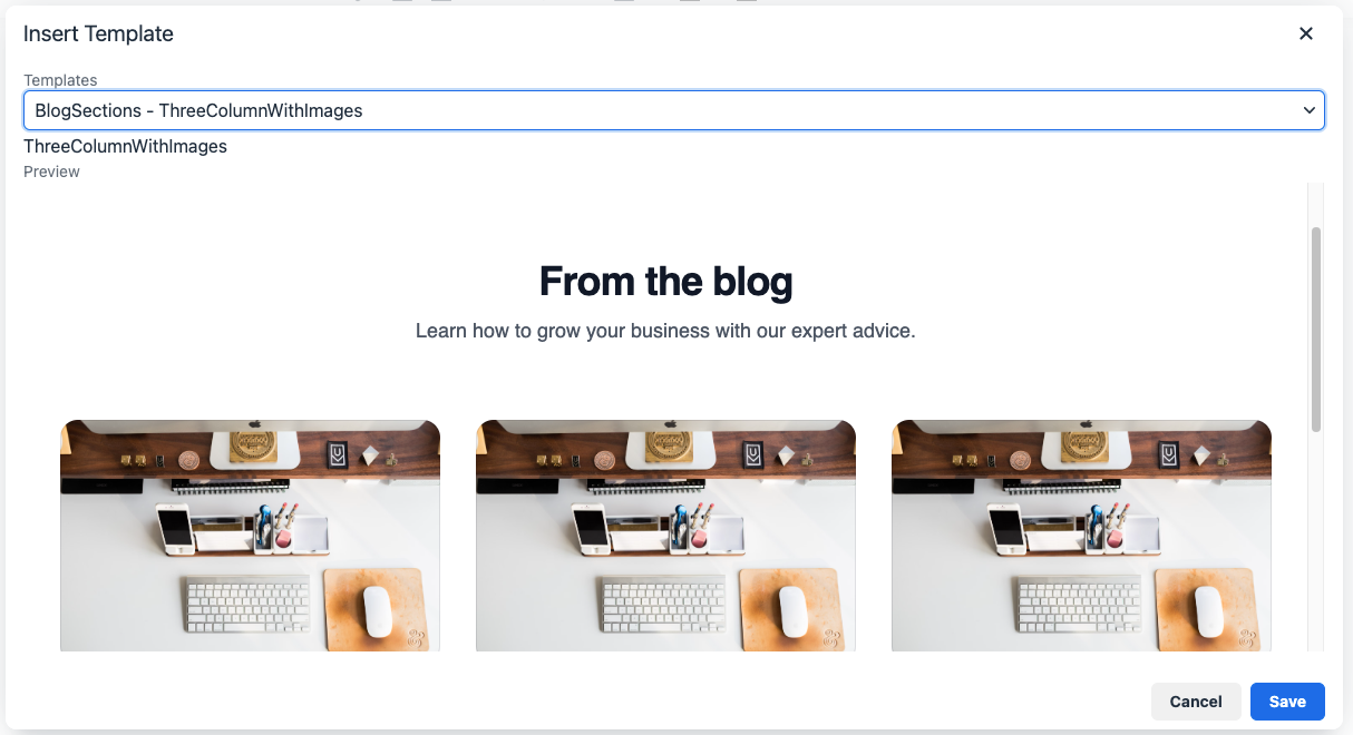 CMS - Dev Portal - Insert Template