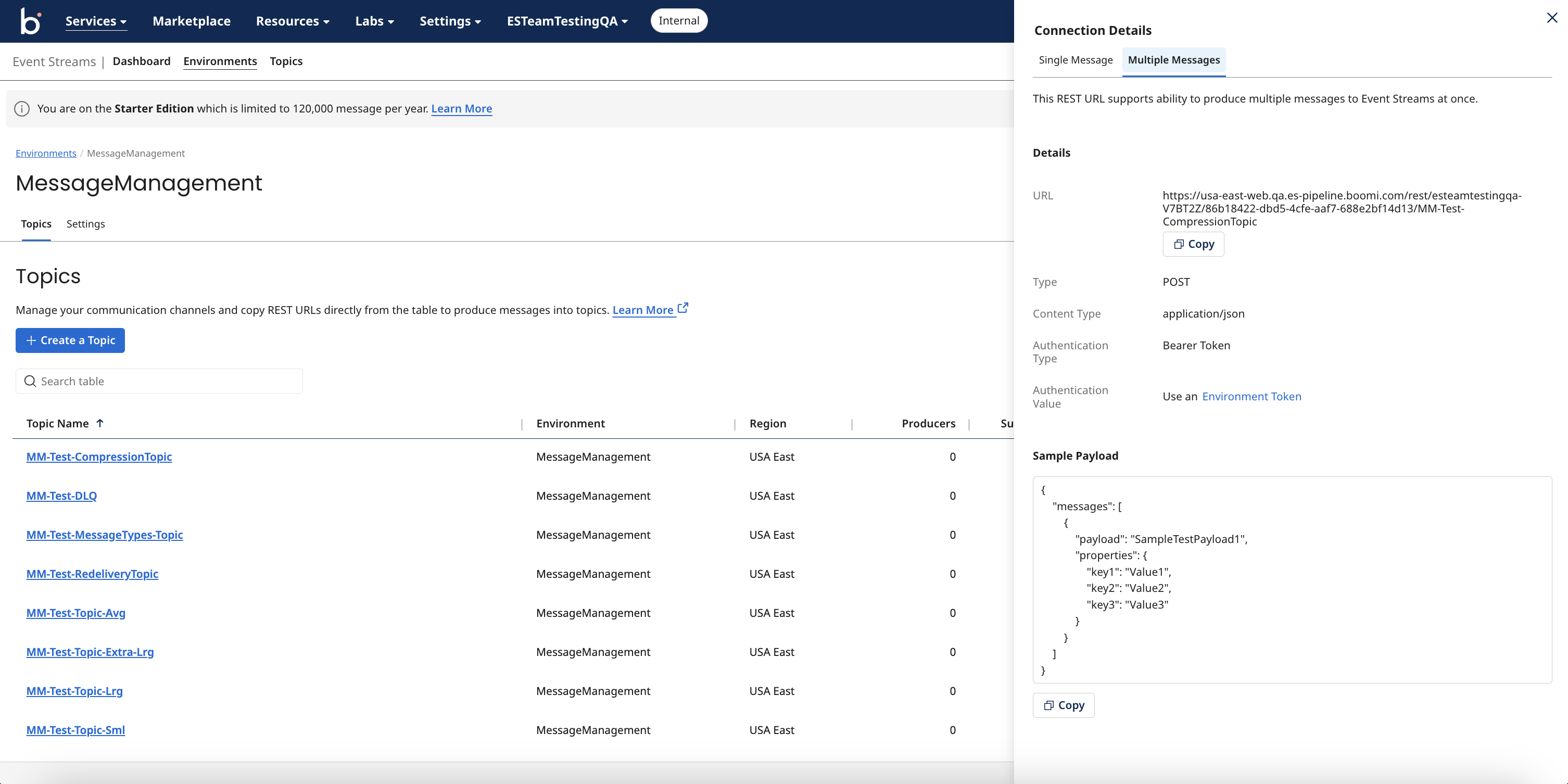 Multiple Messages Connection Details