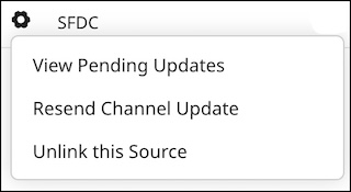Menu of actions upon the target source of an update request