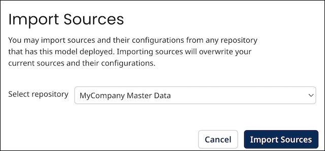 Importing a domain source configuration into a model
