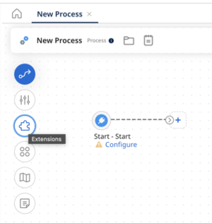 Extensions icon on the process canvas