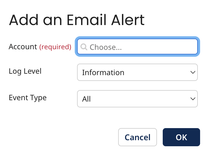 Email alert dialog.