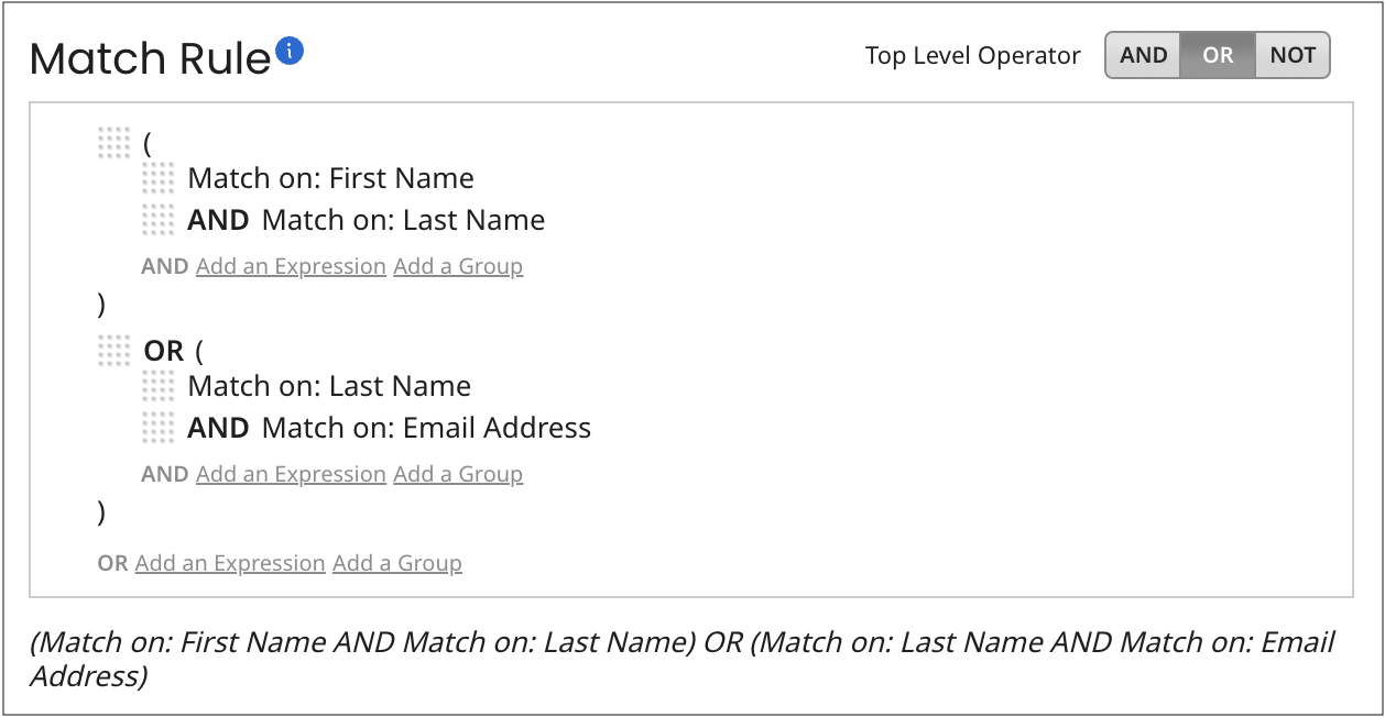 Defined expression group listed